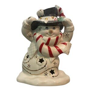 Lenox Christmas Snowman Figurine With Gold Trim Ceramic Holiday Décor